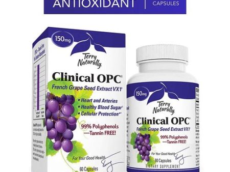 Terry Naturally Clinical OPC 150 mg - 60 Vegan Capsules - French Grape Seed Extract Supplement  Supports Heart & Immune Health  Antioxidant - Non-GMO  Gluten-Free  Kosher - 60 Servings Online now