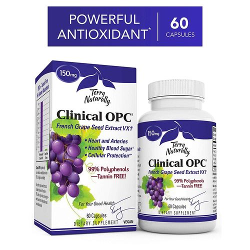 Terry Naturally Clinical OPC 150 mg - 60 Vegan Capsules - French Grape Seed Extract Supplement  Supports Heart & Immune Health  Antioxidant - Non-GMO  Gluten-Free  Kosher - 60 Servings Online now