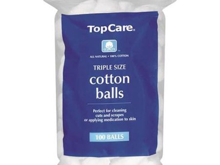 Top Care  Triple Size  Cotton Balls  100 ct   Hypoallergenic  100% Pure Cotton Fashion