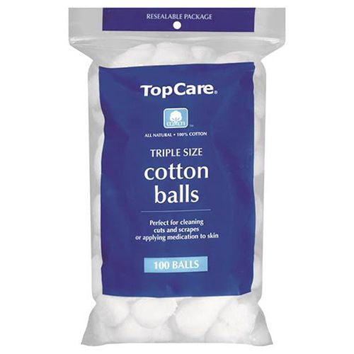 Top Care  Triple Size  Cotton Balls  100 ct   Hypoallergenic  100% Pure Cotton Fashion