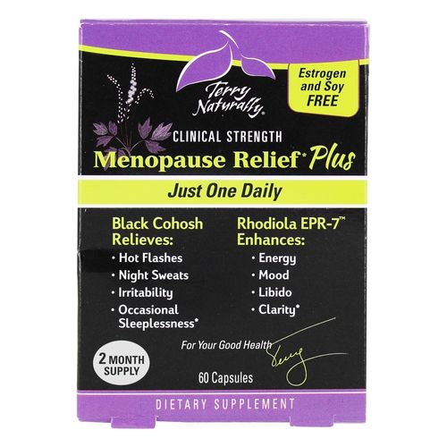 Terry Naturally Menopause Relief Plus - Rhodiola & Black Cohosh Complex  60 Vegan Capsules Discount