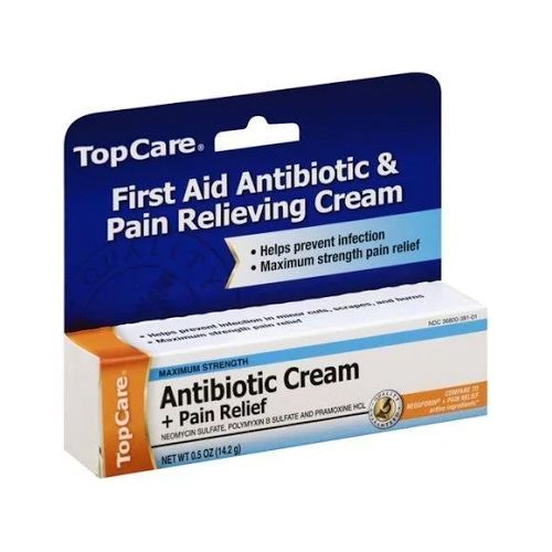 Topcare First Aid Maximum Strength Antibiotic & Pain Relieving Cream-0.5 Oz Hot on Sale