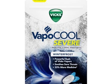 Vicks Vapocool Severe Medicated Sore Throat Drops  Fast-Acting Max Strength Relief  Powerful Vicks Vapors  Menthol  Winterfrost Flavor  18 Ct Supply