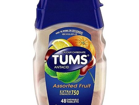 TUMS Antacid Chewable Tablets for Heartburn Relief, Extra Strength, Assorted Fruit, 48 Tablets For Cheap