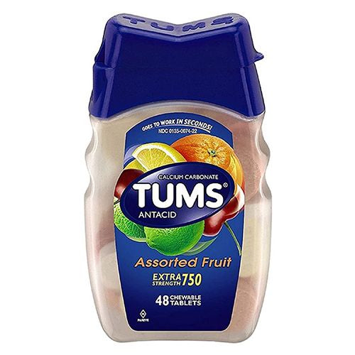 TUMS Antacid Chewable Tablets for Heartburn Relief, Extra Strength, Assorted Fruit, 48 Tablets For Cheap