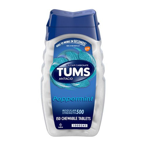 TUMS Antacid Regular Strength 500 Peppermint Chewable Tablets, 150 count Hot on Sale