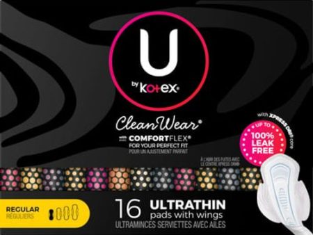 U by Kotex CleanWear Ultra Thin Feminine Pads with Wings  Regular  16 Count Cheap