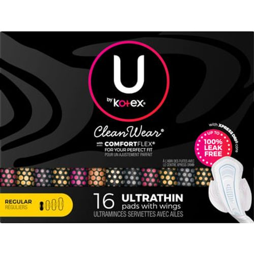 U by Kotex CleanWear Ultra Thin Feminine Pads with Wings  Regular  16 Count Cheap