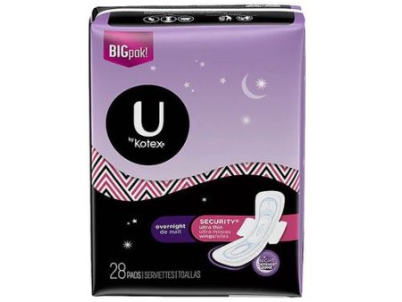 U by Kotex Security Ultra Thin Pads with Wings  Overnight  Unscented  28 Count Discount