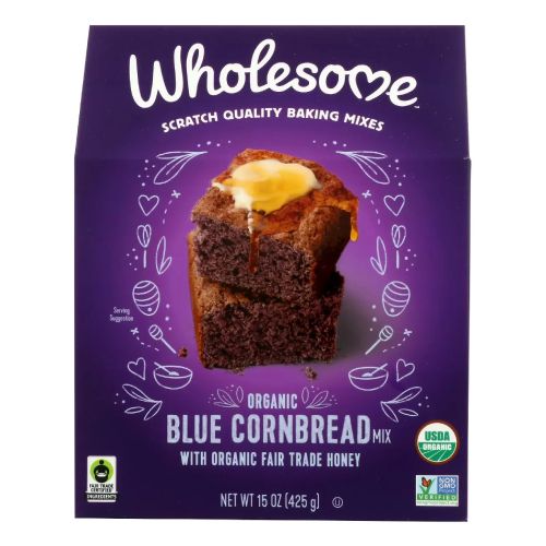 Wholesome Blue Corn Cornbread Scratch Quality Baking Mix, Fair Trade, Non-GMO, USDA Organic Blue Corn Cornbread Mix, 15 oz., (Packaging May Vary) (B095TQSJYF) For Discount