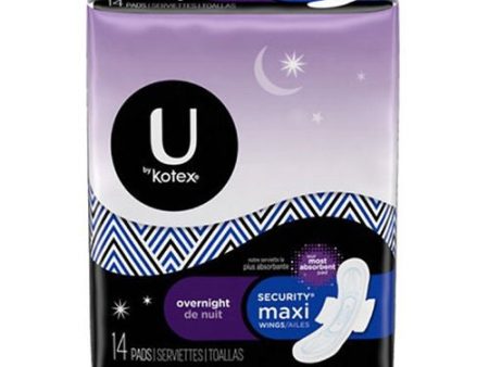 U by Kotex Security Maxi Pad with Wings  Overnight  Unscented  14 Count on Sale