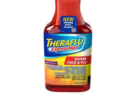 Theraflu Expressmax Severe Cold and Flu Syrup Medicine  Berry Flavor  8.3 Oz For Sale