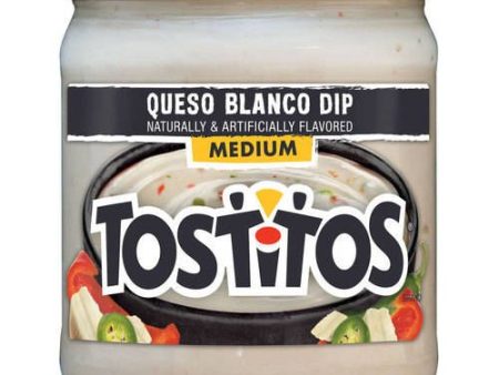 Tostitos Medium Queso Blanco Dip  Naturally and Artificially flavored  15 oz Jar For Sale