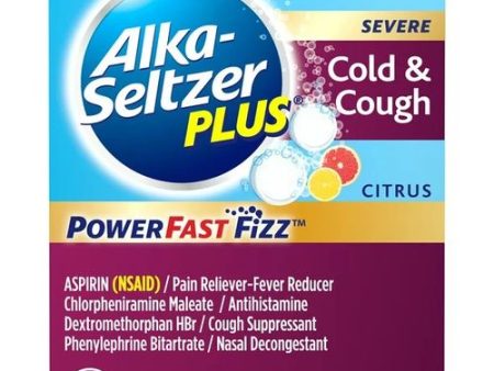 Alka-Seltzer Plus Severe Cold & Cough Medicine PowerFast Fizz Citrus Effervescent Tablets  20 Count Cheap