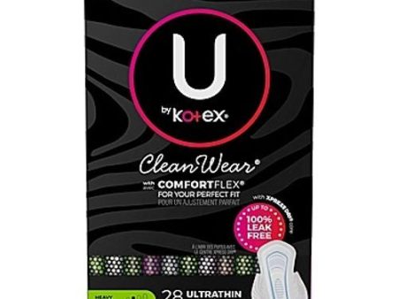 U by Kotex CleanWear Ultra Thin Feminine Pads with Wings  Heavy  28 Count For Cheap