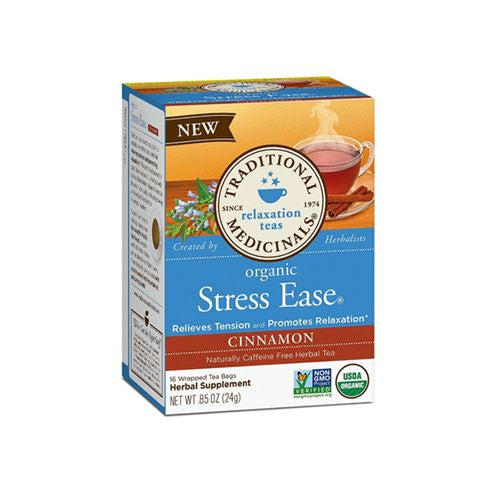 Traditional Medicinals Stress Ease Organic Cinnamon Herbal Supplement, 16 count, .85 oz For Discount