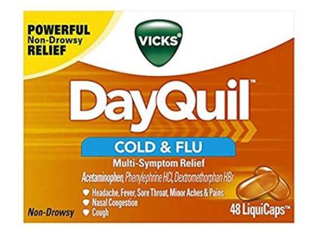 Vicks DayQuil Multi-Symptom Relief Cold & Flu Medicine LiquiCaps, 8 count For Discount