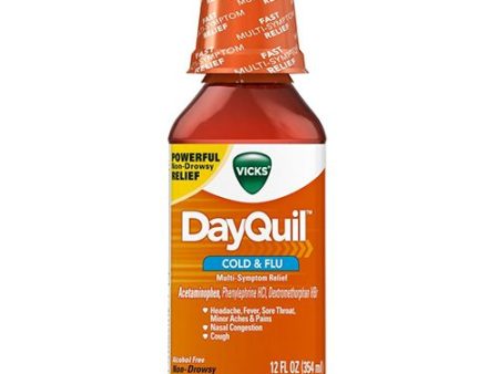 Vicks DayQuil Daytime Cold  Cough and Flu Liquid Medicine  Over-the-Counter Medicine  12 Oz Online Hot Sale