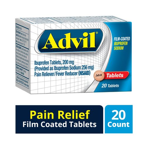 Advil Film Coated Tablets Pain Reliever and Fever Reducer, Ibuprofen 200mg, 20 Count, Fast-Acting Formula for Headache Relief, Toothache Pain Relief and Arthritis Pain Relief Online