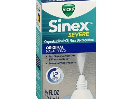 Vicks Sinex SEVERE  Nasal Spray  Original Sinus Decongestant for Fast Relief of Cold & Allergy Congestion  Sinus Pressure Relief  0.5 FL OZ (15 ml) Sale