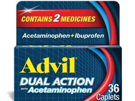 Advil Dual Action With Acetaminophen Pain and Headache Reliever Ibuprofen  200 Mg Coated Caplets  36 Count Cheap