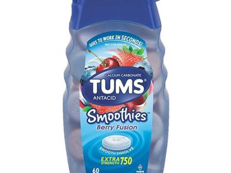 Tums Smoothies Berry Fusion Extra Strength Antacid Chewable Tablets  60 Ct For Sale