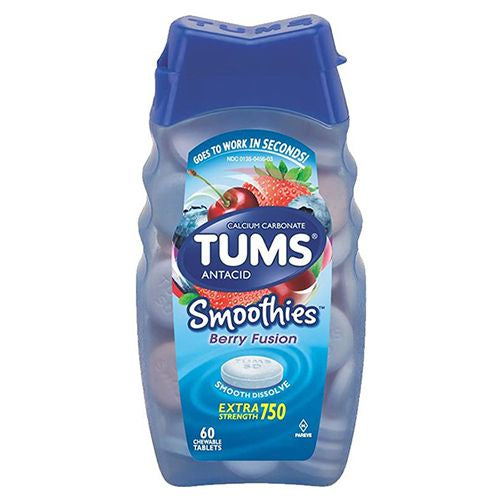 Tums Smoothies Berry Fusion Extra Strength Antacid Chewable Tablets  60 Ct For Sale