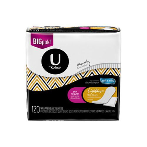 U by Kotex Lightdays Wrapped Panty Liners, Light Absorbency, Unscented, 120 Ct Online Hot Sale