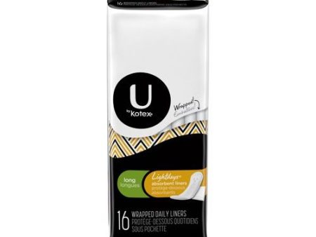 U by Kotex Clean & Secure Wrapped Panty Liners  Light Absorbency  Long Length  16 Count For Sale