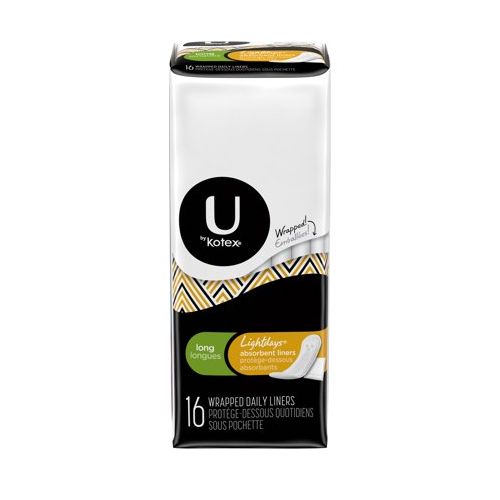 U by Kotex Clean & Secure Wrapped Panty Liners  Light Absorbency  Long Length  16 Count For Sale