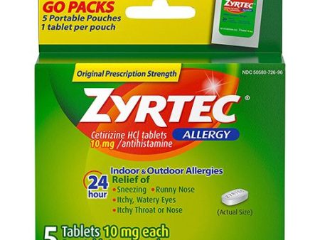 Zyrtec 24 Hour Allergy Relief Tablets  Cetirizine HCl  5 ct  (5 x 1 ct) Hot on Sale