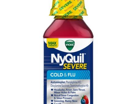 Vicks NyQuil Severe Cold and Flu Medicine  Liquid Over-the-Counter Medicine  Berry  12 Oz Fashion