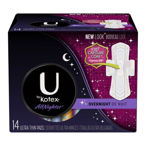 U by Kotex AllNighter Ultra Thin Overnight Pads with Wings  Unscented Hot on Sale