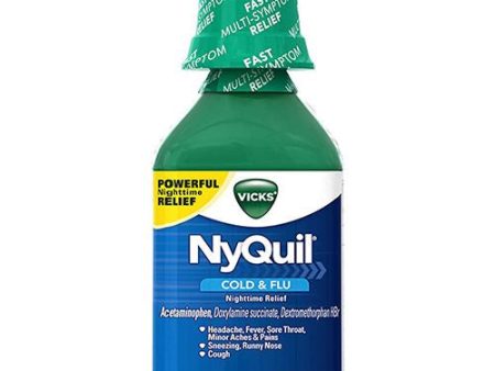 Vicks NyQuil Cold & Flu Liquid Medicine  Multi-Symptom Relief  Over-the-Counter Medicine  12 Oz Online Hot Sale