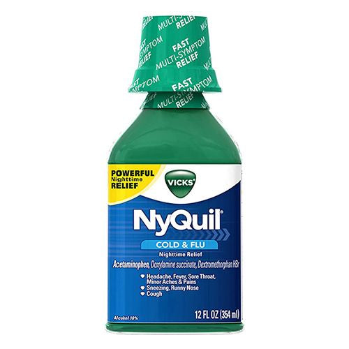 Vicks NyQuil Cold & Flu Liquid Medicine  Multi-Symptom Relief  Over-the-Counter Medicine  12 Oz Online Hot Sale