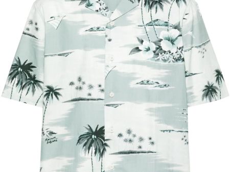 Island-Print Bowling Shirt Online Hot Sale