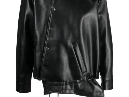 Asymmetric-Hem Artificial Leather Jacket Online now