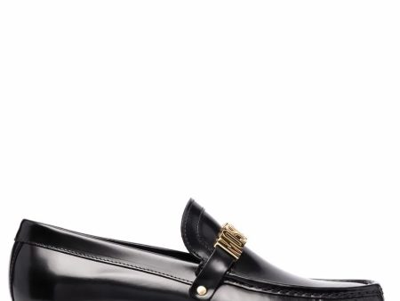 Logo-Letterins Leather Loafers on Sale