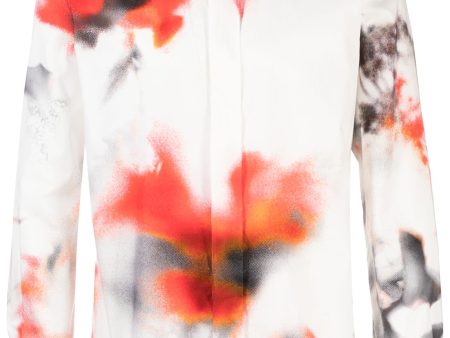 Obscured Flower Printed Shirt Discount