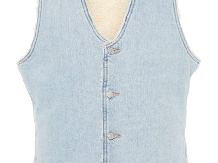 Logo-Embroidered Denim Gilet Online Hot Sale