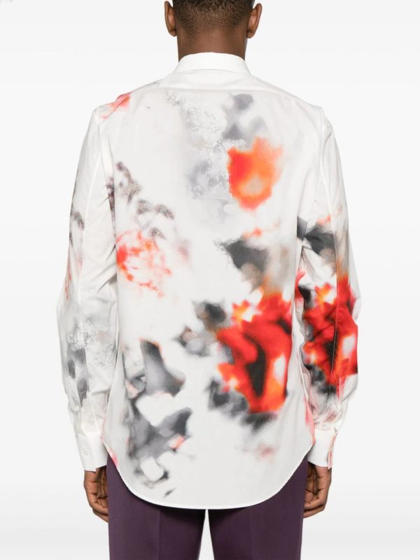 Obscured Flower Printed Shirt Discount