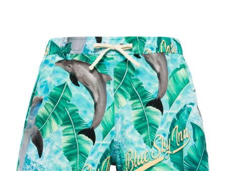 Dolphin-Print Drawstring Swim Shorts For Discount